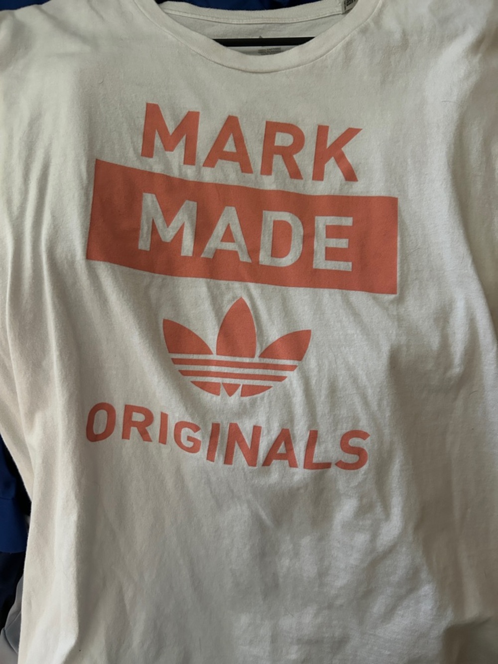 adidas White Tee with Coral Logo Print